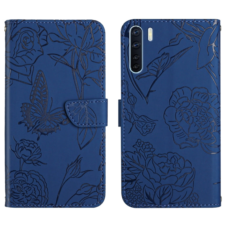 Custodia per cellulare in pelle goffrata con peonia a farfalla, For OPPO A55s, For OPPO A91, For OPPO A93s, For OPPO A94 4G