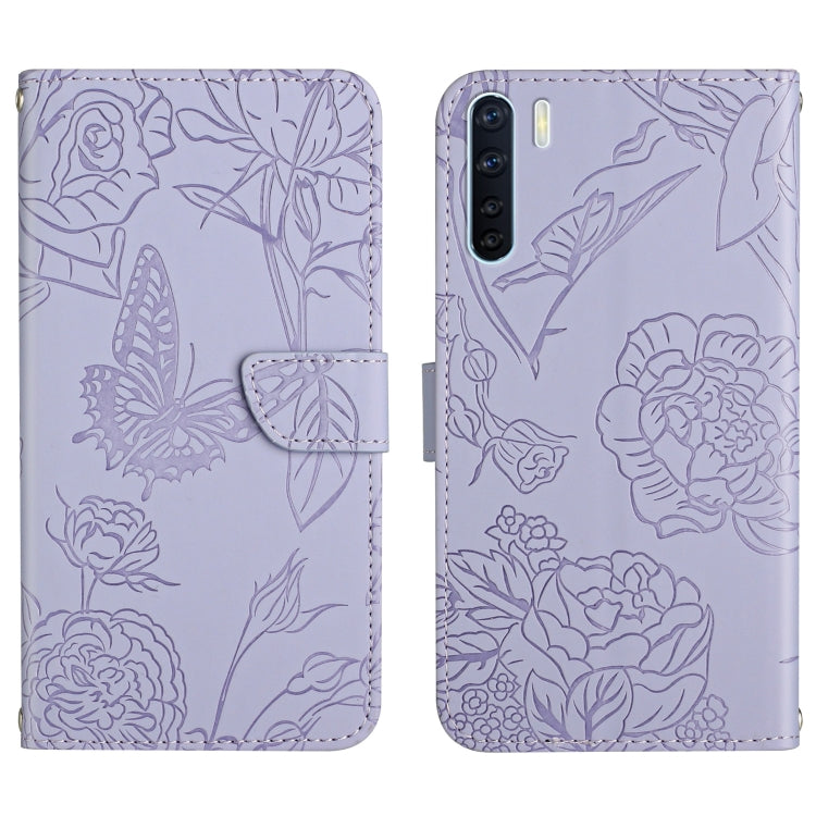 Custodia per cellulare in pelle goffrata con peonia a farfalla, For OPPO A55s, For OPPO A91, For OPPO A93s, For OPPO A94 4G