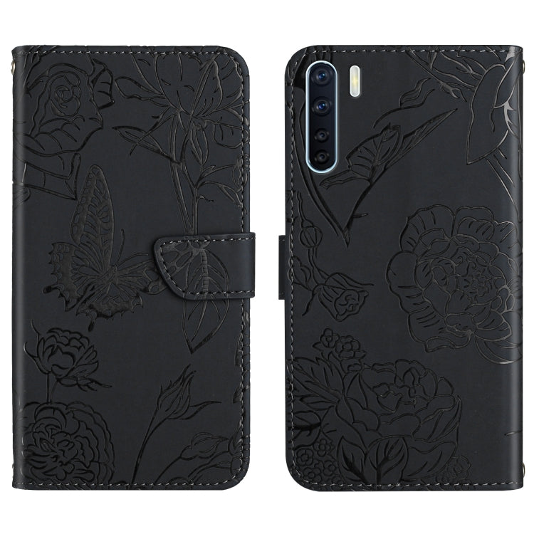 Custodia per cellulare in pelle goffrata con peonia a farfalla, For OPPO A55s, For OPPO A91, For OPPO A93s, For OPPO A94 4G