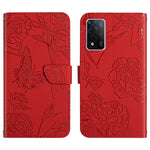 Custodia per cellulare in pelle goffrata con peonia a farfalla, For OPPO A55s, For OPPO A91, For OPPO A93s, For OPPO A94 4G