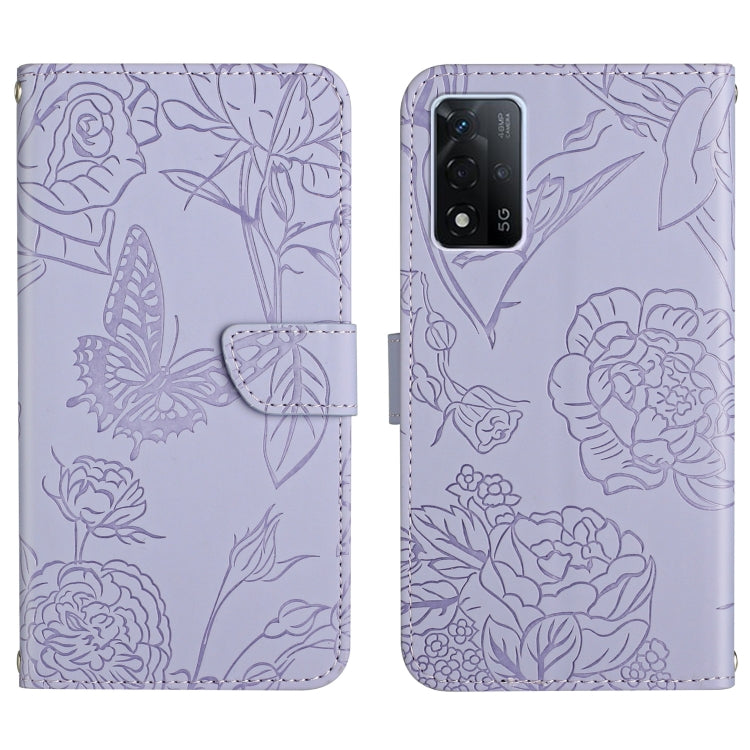 Custodia per cellulare in pelle goffrata con peonia a farfalla, For OPPO A55s, For OPPO A91, For OPPO A93s, For OPPO A94 4G