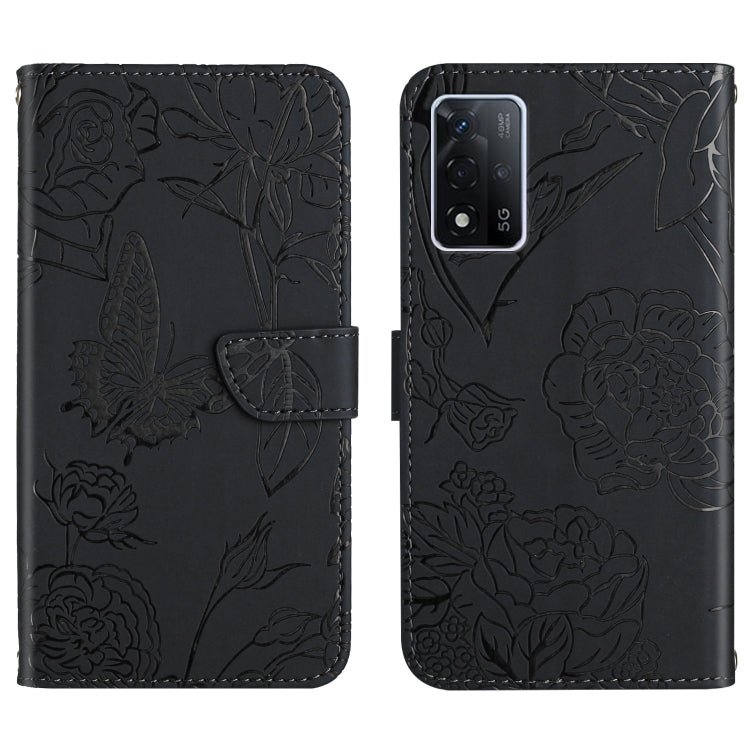 Custodia per cellulare in pelle goffrata con peonia a farfalla, For OPPO A55s, For OPPO A91, For OPPO A93s, For OPPO A94 4G