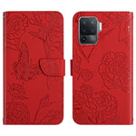 Custodia per cellulare in pelle goffrata con peonia a farfalla, For OPPO A55s, For OPPO A91, For OPPO A93s, For OPPO A94 4G