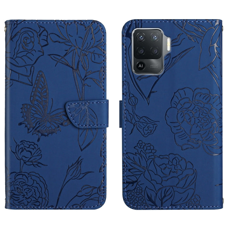 Custodia per cellulare in pelle goffrata con peonia a farfalla, For OPPO A55s, For OPPO A91, For OPPO A93s, For OPPO A94 4G