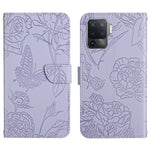 Custodia per cellulare in pelle goffrata con peonia a farfalla, For OPPO A55s, For OPPO A91, For OPPO A93s, For OPPO A94 4G