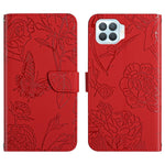 Custodia per cellulare in pelle goffrata con peonia a farfalla, For OPPO F17, For OPPO F17 Pro, For OPPO F19, For OPPO F19 Pro+