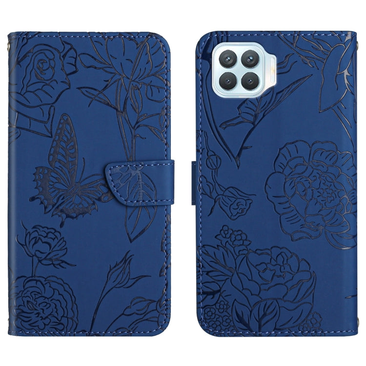 Custodia per cellulare in pelle goffrata con peonia a farfalla, For OPPO F17, For OPPO F17 Pro, For OPPO F19, For OPPO F19 Pro+