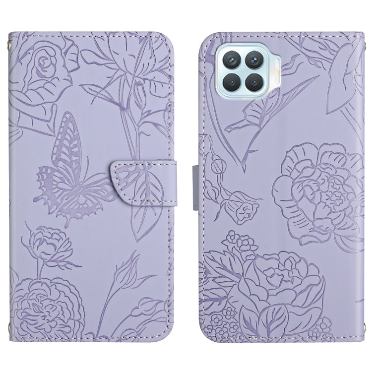 Custodia per cellulare in pelle goffrata con peonia a farfalla, For OPPO F17, For OPPO F17 Pro, For OPPO F19, For OPPO F19 Pro+