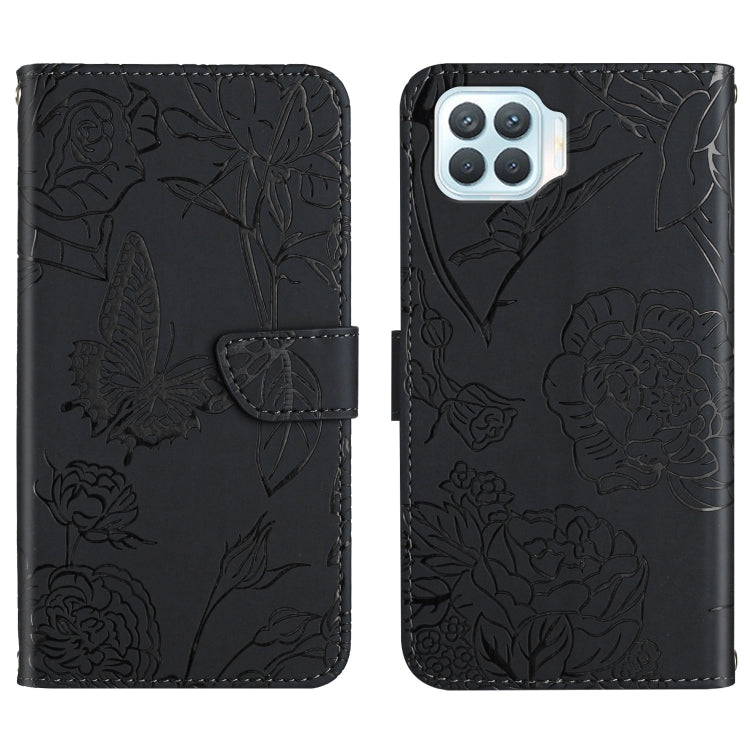 Custodia per cellulare in pelle goffrata con peonia a farfalla, For OPPO F17, For OPPO F17 Pro, For OPPO F19, For OPPO F19 Pro+