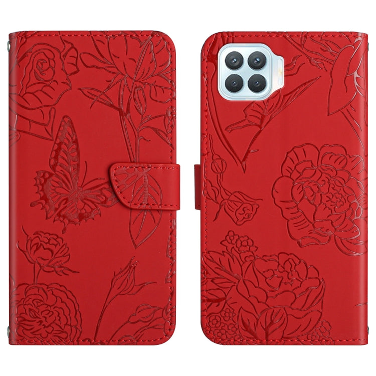 Custodia per cellulare in pelle goffrata con peonia a farfalla, For OPPO F17, For OPPO F17 Pro, For OPPO F19, For OPPO F19 Pro+