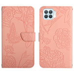 Custodia per cellulare in pelle goffrata con peonia a farfalla, For OPPO F17, For OPPO F17 Pro, For OPPO F19, For OPPO F19 Pro+