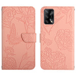 Custodia per cellulare in pelle goffrata con peonia a farfalla, For OPPO F17, For OPPO F17 Pro, For OPPO F19, For OPPO F19 Pro+