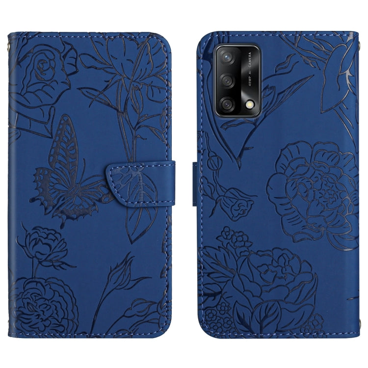 Custodia per cellulare in pelle goffrata con peonia a farfalla, For OPPO F17, For OPPO F17 Pro, For OPPO F19, For OPPO F19 Pro+