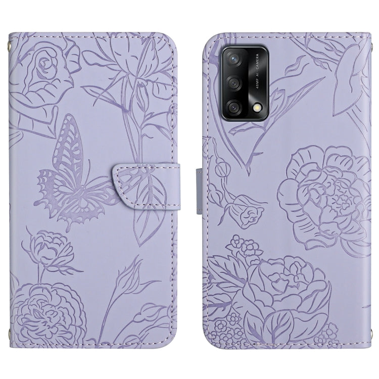 Custodia per cellulare in pelle goffrata con peonia a farfalla, For OPPO F17, For OPPO F17 Pro, For OPPO F19, For OPPO F19 Pro+