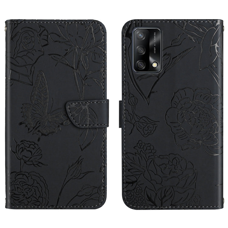Custodia per cellulare in pelle goffrata con peonia a farfalla, For OPPO F17, For OPPO F17 Pro, For OPPO F19, For OPPO F19 Pro+