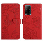 Custodia per cellulare in pelle goffrata con peonia a farfalla, For OPPO F17, For OPPO F17 Pro, For OPPO F19, For OPPO F19 Pro+