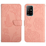 Custodia per cellulare in pelle goffrata con peonia a farfalla, For OPPO F17, For OPPO F17 Pro, For OPPO F19, For OPPO F19 Pro+
