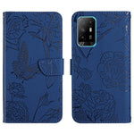Custodia per cellulare in pelle goffrata con peonia a farfalla, For OPPO F17, For OPPO F17 Pro, For OPPO F19, For OPPO F19 Pro+