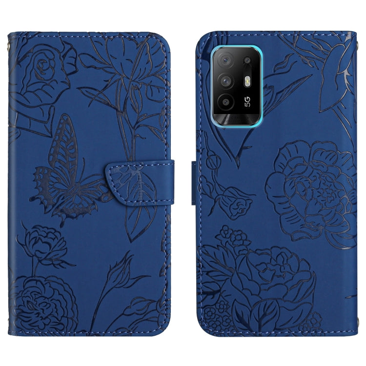 Custodia per cellulare in pelle goffrata con peonia a farfalla, For OPPO F17, For OPPO F17 Pro, For OPPO F19, For OPPO F19 Pro+