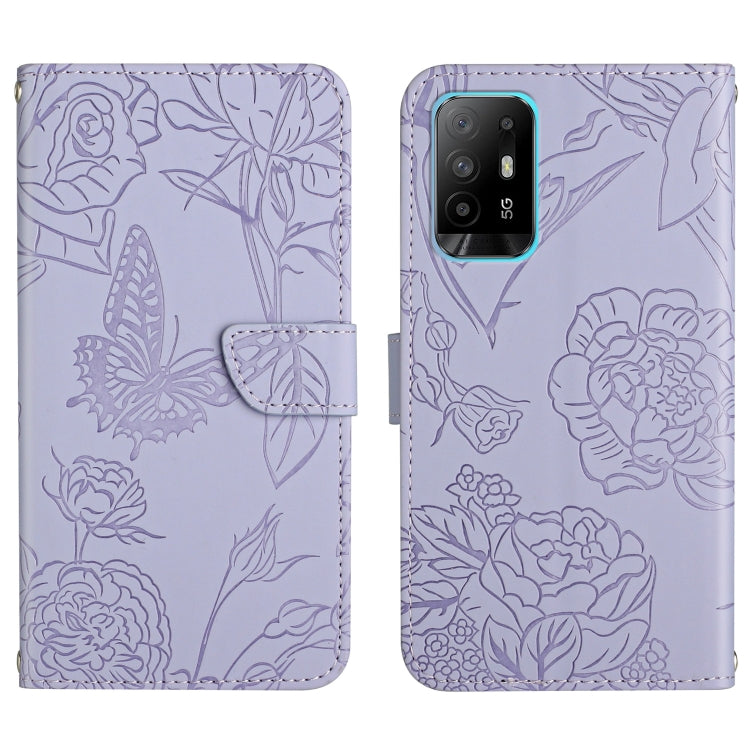 Custodia per cellulare in pelle goffrata con peonia a farfalla, For OPPO F17, For OPPO F17 Pro, For OPPO F19, For OPPO F19 Pro+