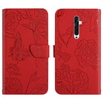 Custodia per cellulare in pelle goffrata con peonia a farfalla, For OPPO Reno2 Z / F, For OPPO Reno3 Pro, For OPPO Reno4 5G, For OPPO Reno4 Pro