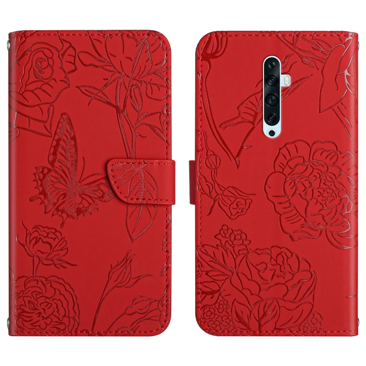 Custodia per cellulare in pelle goffrata con peonia a farfalla, For OPPO Reno2 Z / F, For OPPO Reno3 Pro, For OPPO Reno4 5G, For OPPO Reno4 Pro