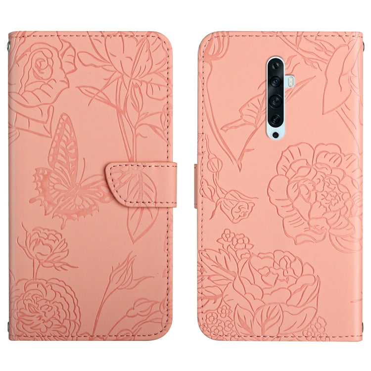 Custodia per cellulare in pelle goffrata con peonia a farfalla, For OPPO Reno2 Z / F, For OPPO Reno3 Pro, For OPPO Reno4 5G, For OPPO Reno4 Pro
