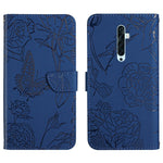 Custodia per cellulare in pelle goffrata con peonia a farfalla, For OPPO Reno2 Z / F, For OPPO Reno3 Pro, For OPPO Reno4 5G, For OPPO Reno4 Pro