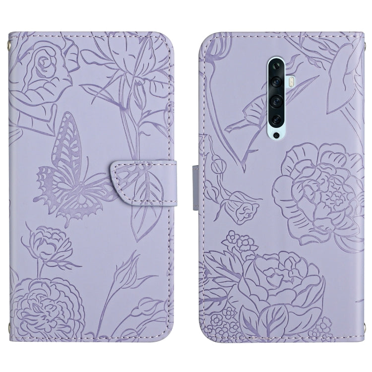 Custodia per cellulare in pelle goffrata con peonia a farfalla, For OPPO Reno2 Z / F, For OPPO Reno3 Pro, For OPPO Reno4 5G, For OPPO Reno4 Pro