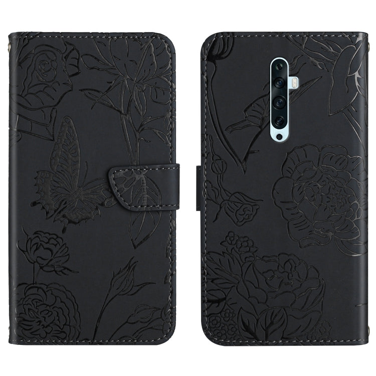 Custodia per cellulare in pelle goffrata con peonia a farfalla, For OPPO Reno2 Z / F, For OPPO Reno3 Pro, For OPPO Reno4 5G, For OPPO Reno4 Pro