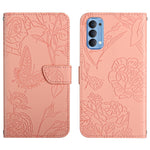 Custodia per cellulare in pelle goffrata con peonia a farfalla, For OPPO Reno2 Z / F, For OPPO Reno3 Pro, For OPPO Reno4 5G, For OPPO Reno4 Pro