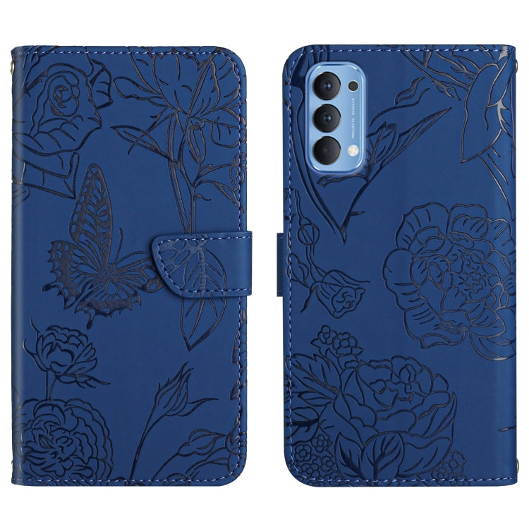 Custodia per cellulare in pelle goffrata con peonia a farfalla, For OPPO Reno2 Z / F, For OPPO Reno3 Pro, For OPPO Reno4 5G, For OPPO Reno4 Pro