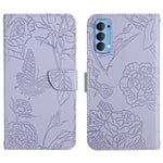 Custodia per cellulare in pelle goffrata con peonia a farfalla, For OPPO Reno2 Z / F, For OPPO Reno3 Pro, For OPPO Reno4 5G, For OPPO Reno4 Pro