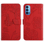 Custodia per cellulare in pelle goffrata con peonia a farfalla, For OPPO Reno2 Z / F, For OPPO Reno3 Pro, For OPPO Reno4 5G, For OPPO Reno4 Pro