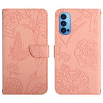 Custodia per cellulare in pelle goffrata con peonia a farfalla, For OPPO Reno2 Z / F, For OPPO Reno3 Pro, For OPPO Reno4 5G, For OPPO Reno4 Pro