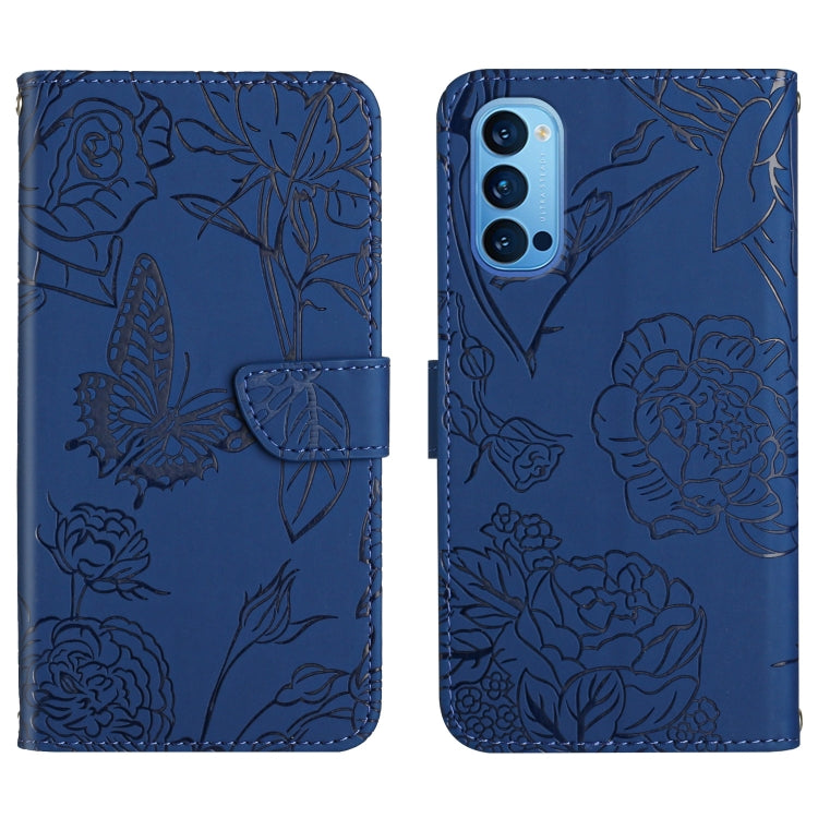 Custodia per cellulare in pelle goffrata con peonia a farfalla, For OPPO Reno2 Z / F, For OPPO Reno3 Pro, For OPPO Reno4 5G, For OPPO Reno4 Pro