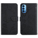 Custodia per cellulare in pelle goffrata con peonia a farfalla, For OPPO Reno2 Z / F, For OPPO Reno3 Pro, For OPPO Reno4 5G, For OPPO Reno4 Pro