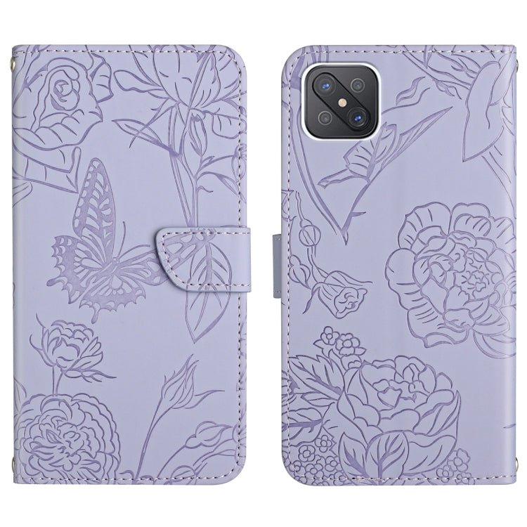 Custodia per cellulare in pelle goffrata con peonia a farfalla, For OPPO Reno4 Z 5G, For OPPO Reno5 4G, For OPPO Reno5 5G, For OPPO Reno5 Pro 5G