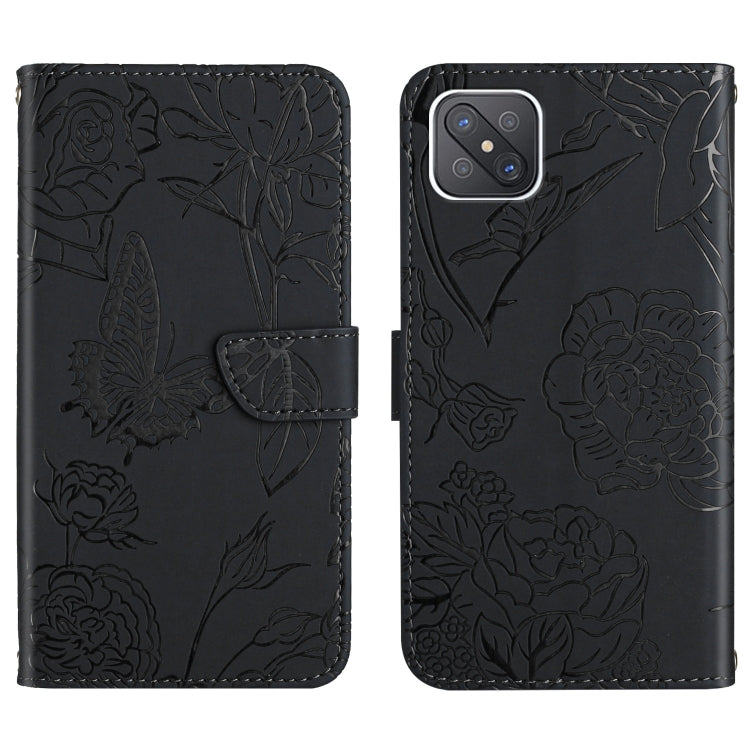 Custodia per cellulare in pelle goffrata con peonia a farfalla, For OPPO Reno4 Z 5G, For OPPO Reno5 4G, For OPPO Reno5 5G, For OPPO Reno5 Pro 5G
