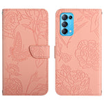 Custodia per cellulare in pelle goffrata con peonia a farfalla, For OPPO Reno4 Z 5G, For OPPO Reno5 4G, For OPPO Reno5 5G, For OPPO Reno5 Pro 5G