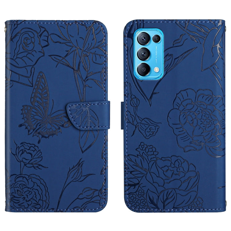 Custodia per cellulare in pelle goffrata con peonia a farfalla, For OPPO Reno4 Z 5G, For OPPO Reno5 4G, For OPPO Reno5 5G, For OPPO Reno5 Pro 5G