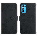 Custodia per cellulare in pelle goffrata con peonia a farfalla, For OPPO Reno4 Z 5G, For OPPO Reno5 4G, For OPPO Reno5 5G, For OPPO Reno5 Pro 5G