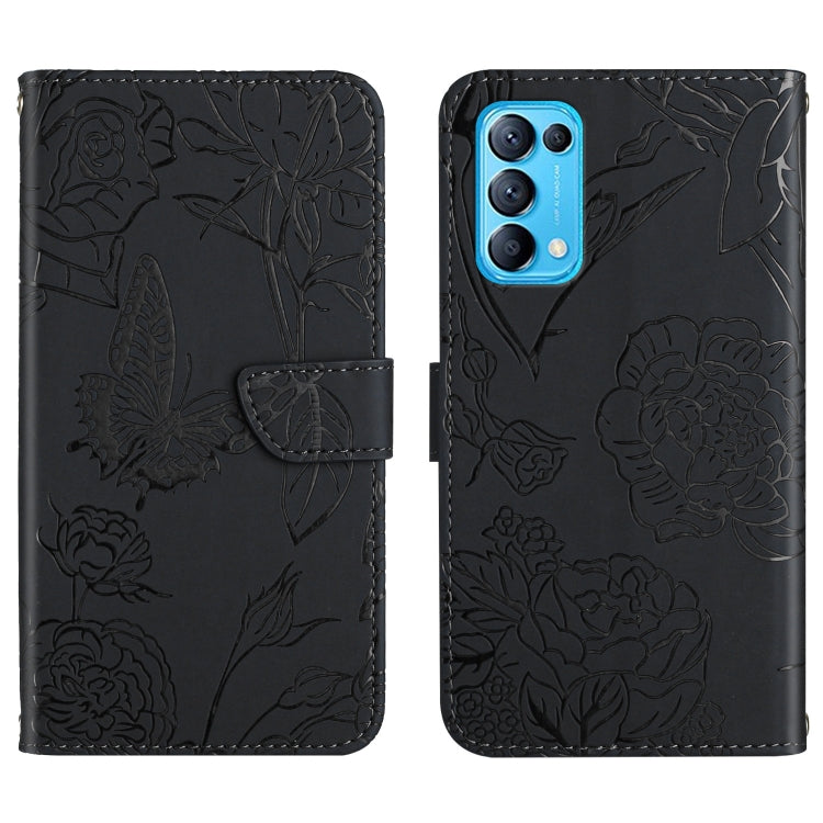 Custodia per cellulare in pelle goffrata con peonia a farfalla, For OPPO Reno4 Z 5G, For OPPO Reno5 4G, For OPPO Reno5 5G, For OPPO Reno5 Pro 5G