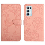 Custodia per cellulare in pelle goffrata con peonia a farfalla, For OPPO Reno4 Z 5G, For OPPO Reno5 4G, For OPPO Reno5 5G, For OPPO Reno5 Pro 5G