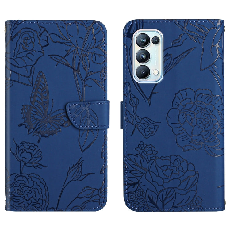 Custodia per cellulare in pelle goffrata con peonia a farfalla, For OPPO Reno4 Z 5G, For OPPO Reno5 4G, For OPPO Reno5 5G, For OPPO Reno5 Pro 5G