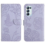 Custodia per cellulare in pelle goffrata con peonia a farfalla, For OPPO Reno4 Z 5G, For OPPO Reno5 4G, For OPPO Reno5 5G, For OPPO Reno5 Pro 5G