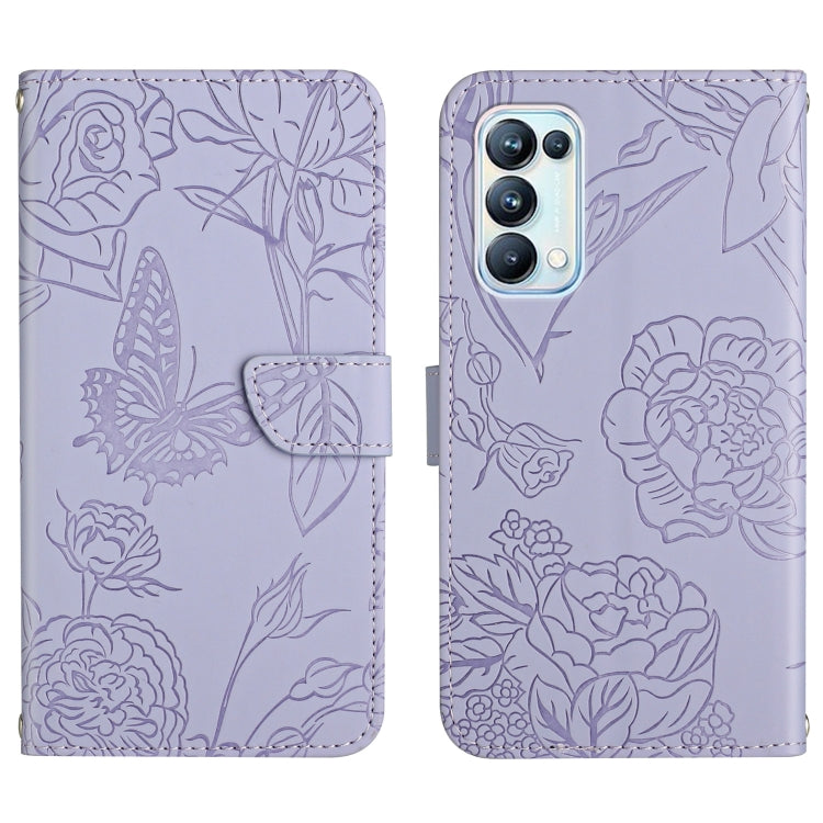Custodia per cellulare in pelle goffrata con peonia a farfalla, For OPPO Reno4 Z 5G, For OPPO Reno5 4G, For OPPO Reno5 5G, For OPPO Reno5 Pro 5G