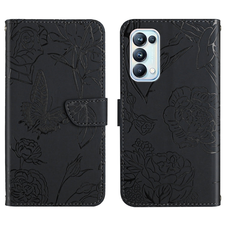 Custodia per cellulare in pelle goffrata con peonia a farfalla, For OPPO Reno4 Z 5G, For OPPO Reno5 4G, For OPPO Reno5 5G, For OPPO Reno5 Pro 5G