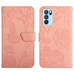 Custodia per cellulare in pelle goffrata con peonia a farfalla, For OPPO Reno6 Pro 5G, For OPPO Reno6 5G, For OPPO Reno6 Pro+, For OPPO Realme 5