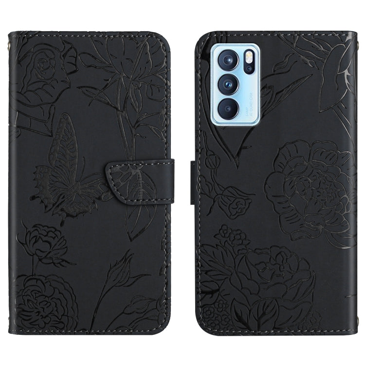 Custodia per cellulare in pelle goffrata con peonia a farfalla, For OPPO Reno6 Pro 5G, For OPPO Reno6 5G, For OPPO Reno6 Pro+, For OPPO Realme 5